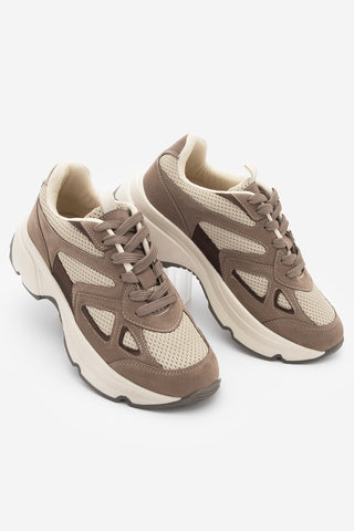 Kadın Sneaker Kalın Taban Spor Ayakkabı Volina - Vizon Süet