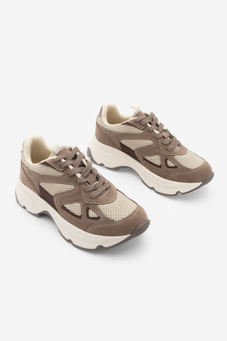 Kadın Sneaker Kalın Taban Spor Ayakkabı Volina - Vizon Süet