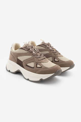 Kadın Sneaker Kalın Taban Spor Ayakkabı Volina - Vizon Süet