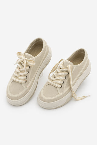 Kadın Sneaker Kalın Taban Spor Ayakkabı Kotnel - Bej Süet