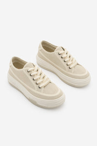 Kadın Sneaker Kalın Taban Spor Ayakkabı Kotnel - Bej Süet