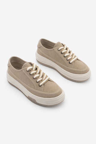 Kadın Sneaker Kalın Taban Spor Ayakkabı Kotnel - Camel Süet