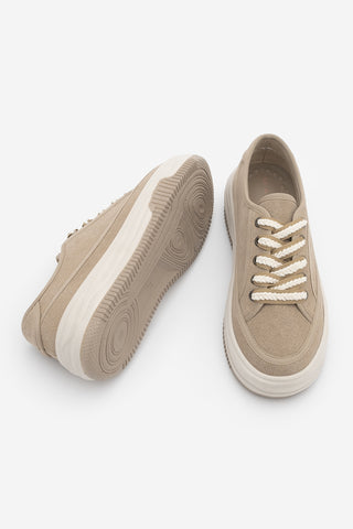 Kadın Sneaker Kalın Taban Spor Ayakkabı Kotnel - Camel Süet