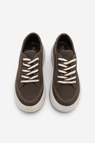 Kadın Sneaker Kalın Taban Spor Ayakkabı Kotnel - Kahve Keten