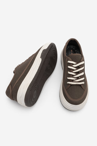 Kadın Sneaker Kalın Taban Spor Ayakkabı Kotnel - Kahve Keten