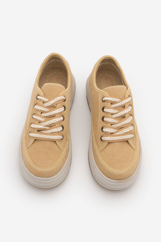 Kadın Sneaker Kalın Taban Spor Ayakkabı Kotnel - Sarı Keten