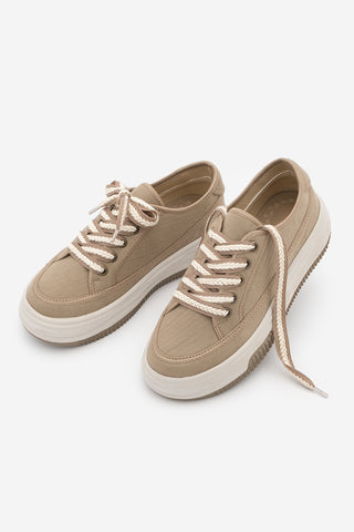 Kadın Sneaker Kalın Taban Spor Ayakkabı Kotnel - Vizon Keten