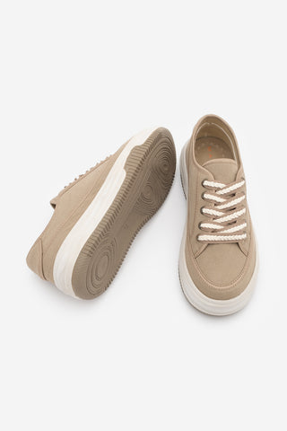 Kadın Sneaker Kalın Taban Spor Ayakkabı Kotnel - Vizon Keten