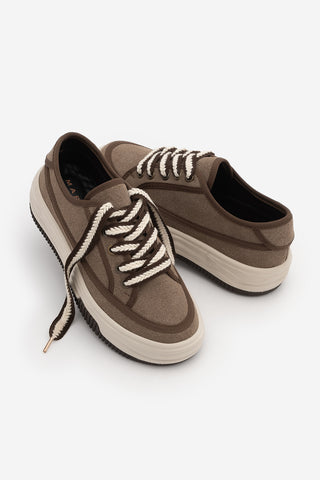 Kadın Sneaker Kalın Taban Spor Ayakkabı Kotnel - Vizon Süet