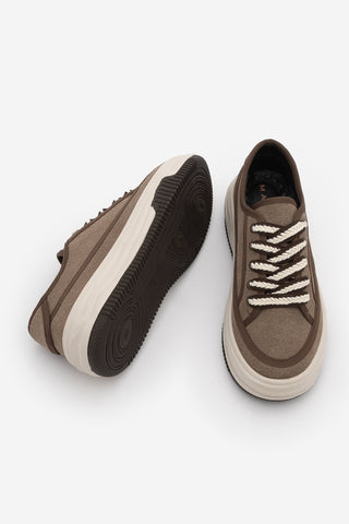 Kadın Sneaker Kalın Taban Spor Ayakkabı Kotnel - Vizon Süet