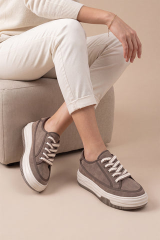 Kadın Sneaker Kalın Taban Spor Ayakkabı Kotnel - Vizon