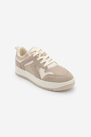 Kadın Sneaker Kalın Taban Spor Ayakkabı Aryan - Bej Süet