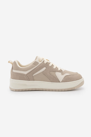 Kadın Sneaker Kalın Taban Spor Ayakkabı Aryan - Bej Süet
