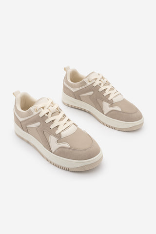 Kadın Sneaker Kalın Taban Spor Ayakkabı Aryan - Bej Süet