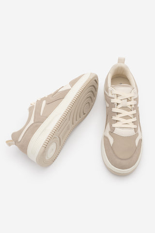 Kadın Sneaker Kalın Taban Spor Ayakkabı Aryan - Bej Süet