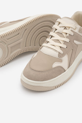 Kadın Sneaker Kalın Taban Spor Ayakkabı Aryan - Bej Süet