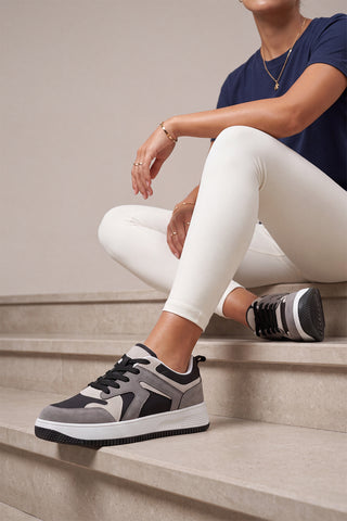 Kadın Sneaker Kalın Taban Spor Ayakkabı Aryan - Füme Süet