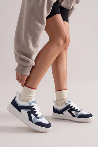 Kadın Sneaker Kalın Taban Spor Ayakkabı Aryan - Lacivert Süet
