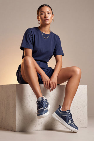 Kadın Sneaker Kalın Taban Spor Ayakkabı Aryan - Lacivert