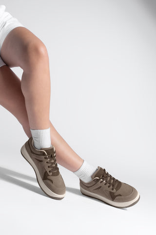 Kadın Sneaker Kalın Taban Spor Ayakkabı Aryan - Vizon Süet