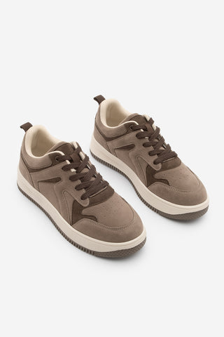 Kadın Sneaker Kalın Taban Spor Ayakkabı Aryan - Vizon Süet