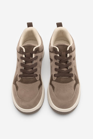 Kadın Sneaker Kalın Taban Spor Ayakkabı Aryan - Vizon Süet