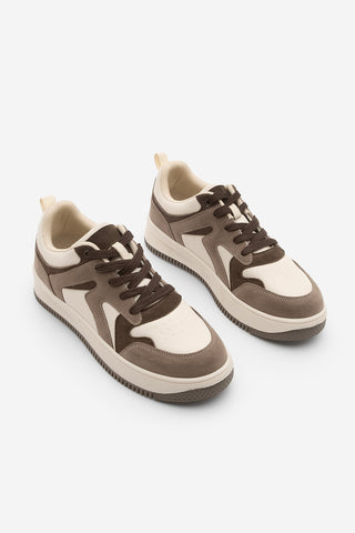 Kadın Sneaker Kalın Taban Spor Ayakkabı Aryan - Vizon