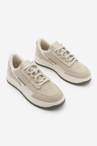 Kadın Sneaker Kalın Taban Spor Ayakkabı Loske - Bej Süet