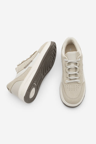 Kadın Sneaker Kalın Taban Spor Ayakkabı Loske - Bej Süet