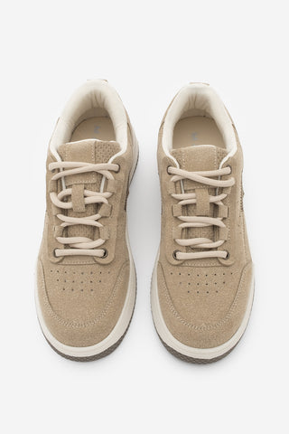 Kadın Sneaker Kalın Taban Spor Ayakkabı Loske - Camel Süet