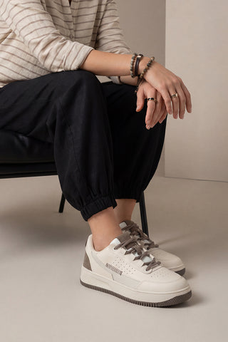 Kadın Sneaker Kalın Taban Spor Ayakkabı Loske - Ekru