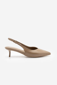 Kadın Stiletto Sivri Burun Kısa Klasik Topuklu Ayakkabı Orvani - Vizon