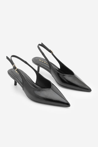 Kadın Stiletto Sivri Burun Kısa Topuklu Ayakkabı Orvani - Siyah