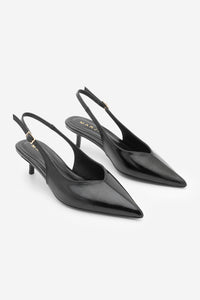 Kadın Stiletto Sivri Burun Kısa Topuklu Ayakkabı Orvani - Siyah