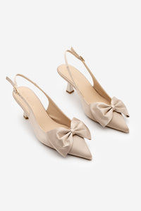 Kadın Stiletto Topuklu Ayakkabı Sarvel - Bej Saten