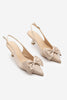 Kadın Stiletto Topuklu Ayakkabı Sarvel - Bej Saten