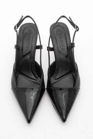 Kadın Stiletto Ayna Ökçe Topuklu Ayakkabı Sirele - Siyah