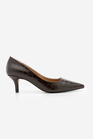 Kadın Stiletto Topuklu Ayakkabı Olfin - Kahve Croco
