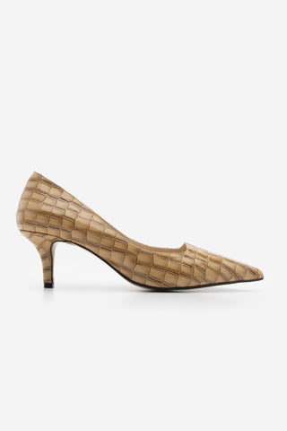 Kadın Stiletto Topuklu Ayakkabı Olfin - Bej Croco