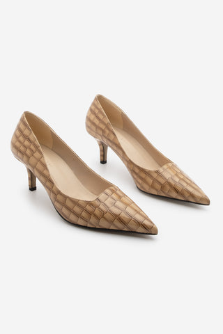 Kadın Stiletto Topuklu Ayakkabı Olfin - Bej Croco