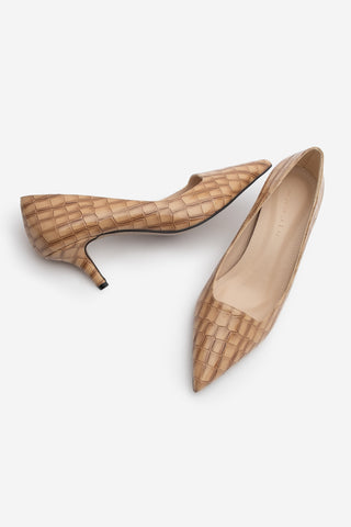 Kadın Stiletto Topuklu Ayakkabı Olfin - Bej Croco