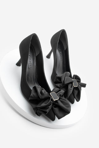 Kadın Stiletto Fiyonklu Topuklu Ayakkabı Zalus - Siyah