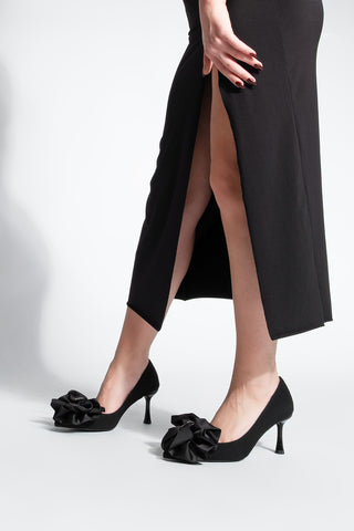 Kadın Stiletto Fiyonklu Topuklu Ayakkabı Zalus - Siyah