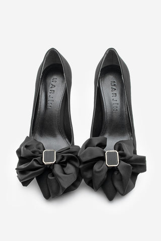 Kadın Stiletto Fiyonklu Topuklu Ayakkabı Zalus - Siyah