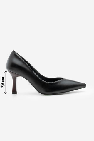 Kadın Stiletto Ahşap Desenli Ökçe Topuklu Ayakkabı Arset - Siyah