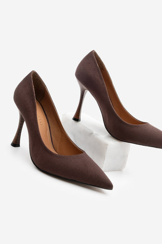 Kadın Stiletto Topuklu Ayakkabı Oplin - Kahve Süet