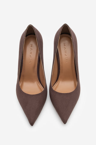 Kadın Stiletto Topuklu Ayakkabı Oplin - Kahve Süet