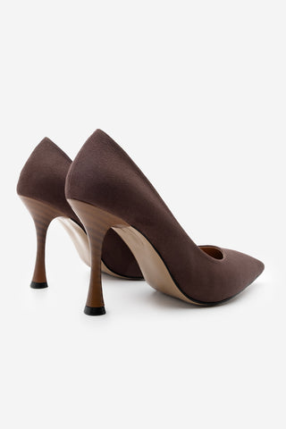Kadın Stiletto Topuklu Ayakkabı Oplin - Kahve Süet