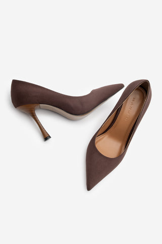 Kadın Stiletto Topuklu Ayakkabı Oplin - Kahve Süet