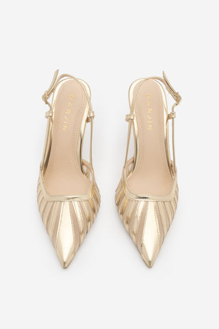 Kadın Stiletto Sivri Burun Klasik Topuklu Ayakkabı Sivon - Altın
